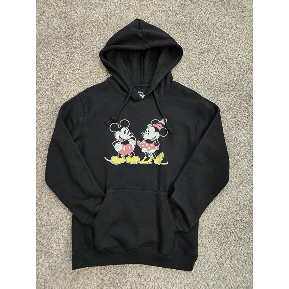 DISNEY MICKEY MOUSE Mickey & Minnie Black Sweatshirt Hoodie  S (4-6) *NWOT* - Picture 1 of 6